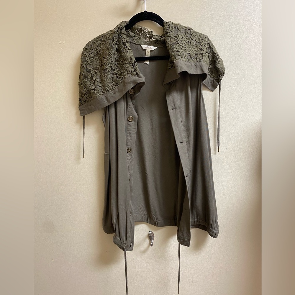 Matilda Jane army green lace vest. Size small.